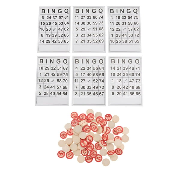BESTSKY Wooden Bingo Game Set,Souvenirs Board Games for Family Lotto Board Games Chips Toys Birthday Gifts 18mm
