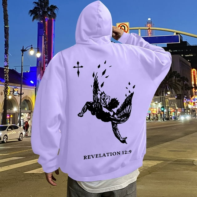 MHFRRA Sudadera con Capucha y Estampado Gráfico de Moda para Uso Informal y Actividades Al Aire Libre Púrpura claro
