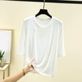 thumbnail image 2 of BiZtdJrK Womens 3/4 Sleeve Tops Soft Modal T Shirt Crew Neck Solid Casual Summer T Shirts Loose Lounge Tees White XXL, 2 of 4