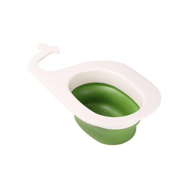 Moyic Escurridor de sobras, colador de fregadero, filtro de basura, fácil de limpiar, herramientas de cocina plegables rápidas, escurridor colgante Suministros de limpieza para el hogar Blanco verde Moyic HA083853-03