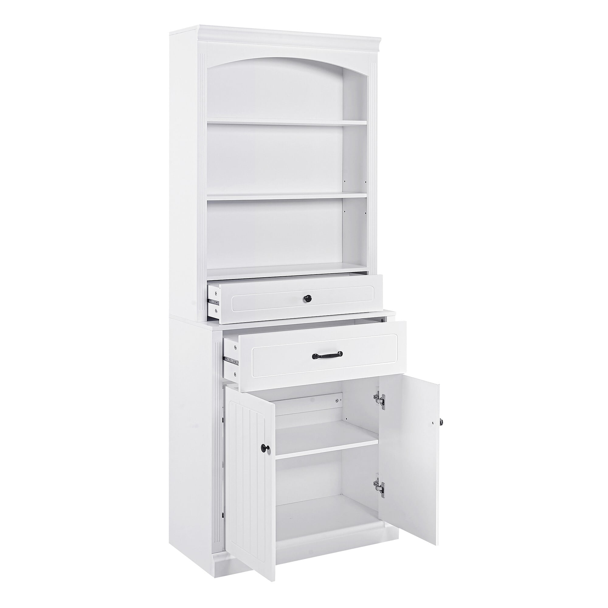 AENKYO 78.7" Tall Storage Cabinet with Drawers & Shelves, Stylish Freestanding Cabinet for Home, White