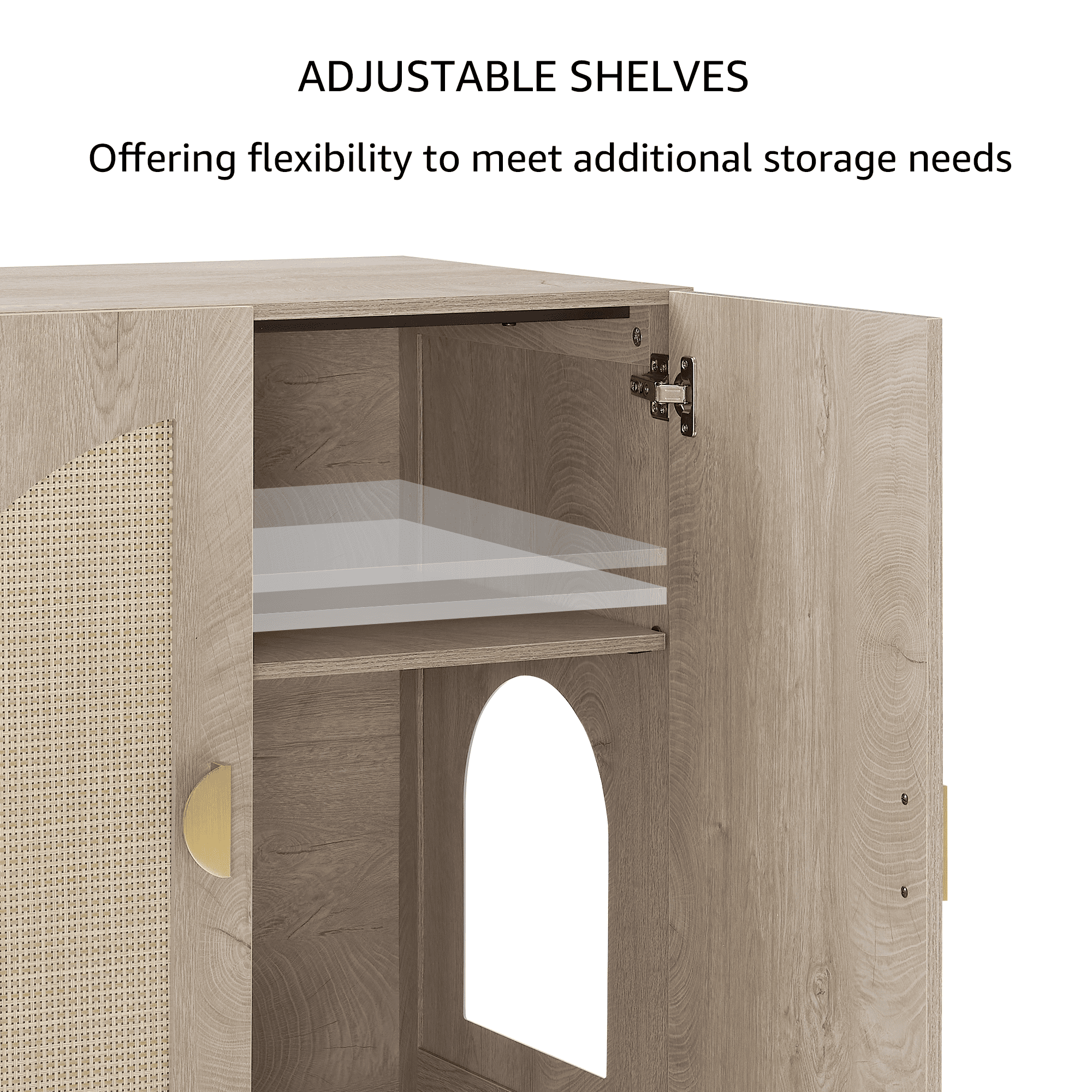 Unipaws Tall Cat Litter Box Enclosure with Shelves, Hidden Litter Box Cover for Tall or Top Entry Litter Box, Weathered Grey