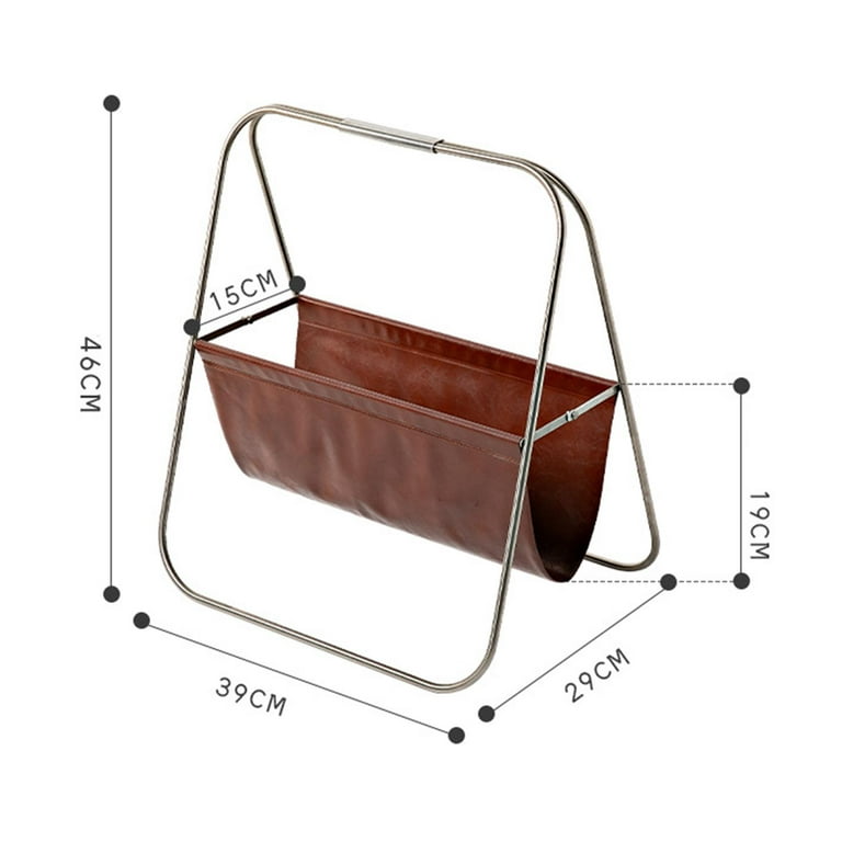 PU Leather Magazine Rack Floor Stand Standing Organization Storage Holder  Basket 