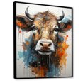 thumbnail image 2 of Designart "Urban Pop Art With A Cow" Animals Cow Floater Framed Wall Art Living Room, 2 of 5