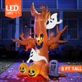 thumbnail image 2 of Joiedomi Árbol inflable de Halloween de 8 pies con fantasma, calabaza y lápida, inflables con LED incorporados para fiesta de Halloween en interiores, exteriores, patio, jardín, decoraciones de césped, 2 of 5
