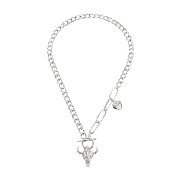 Collar Corazón Cabeza de Toro Colgante Gótico Empalme Collar para Hombre Mujer