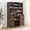 Retro Brown, variant on Homhougo 70" Farmhouse Coffee Bar Wine Cabinet with Sliding Barn Doors and Storage, Tall Kitchen Hutch with Wine & Glasses Rack, Pantry Cabinet for Kitchen, Dining Room, Gray