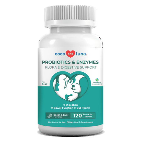 UPC: 0697478183597 | Coco and Luna Probiotics and Enzymes for Dogs – Digestive Health – 120 Chewable Tablets