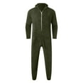 thumbnail image 5 of Lovskoo Men's Hooded Onesie Pajamas Romper Fuzzy Fleece Zip Up Jumpsuit Long Sleeve Fall Winter Warm Long Pants One Piece Sleepwear Olive Green XL, 5 of 5