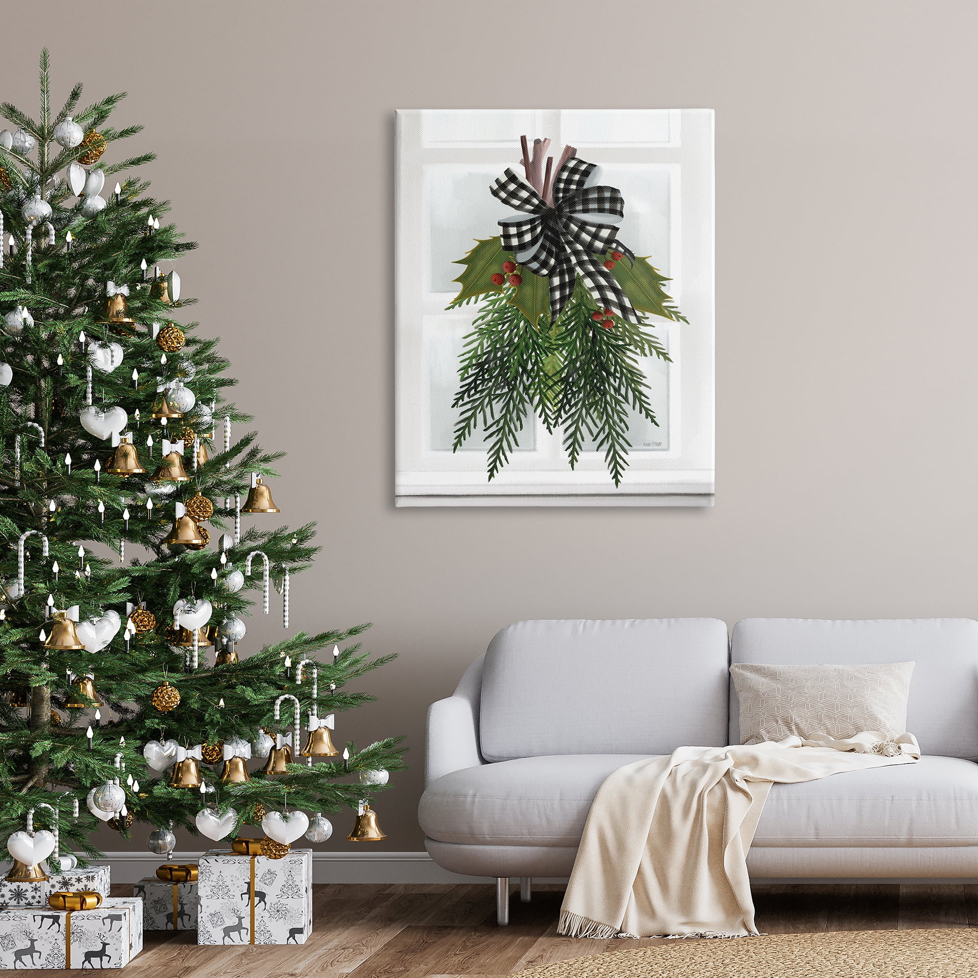 Stupell Industries Hanging Holly Botanicals Mistletoe Seasonal Winter Flowers Graphic Art Gallery Wrapped Canvas Print Wall Art, Design by House Fenway