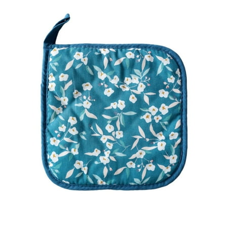 

uyhgjm Oven And Pot Holder Covers Heat Fabric Pot Holder Gloves Green Flower Heat Insulation Pad Triangle Pot Handle Gloves