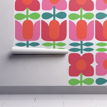 Removable Water-Activated Wallpaper Danish Flowers Modern Danish Flowers