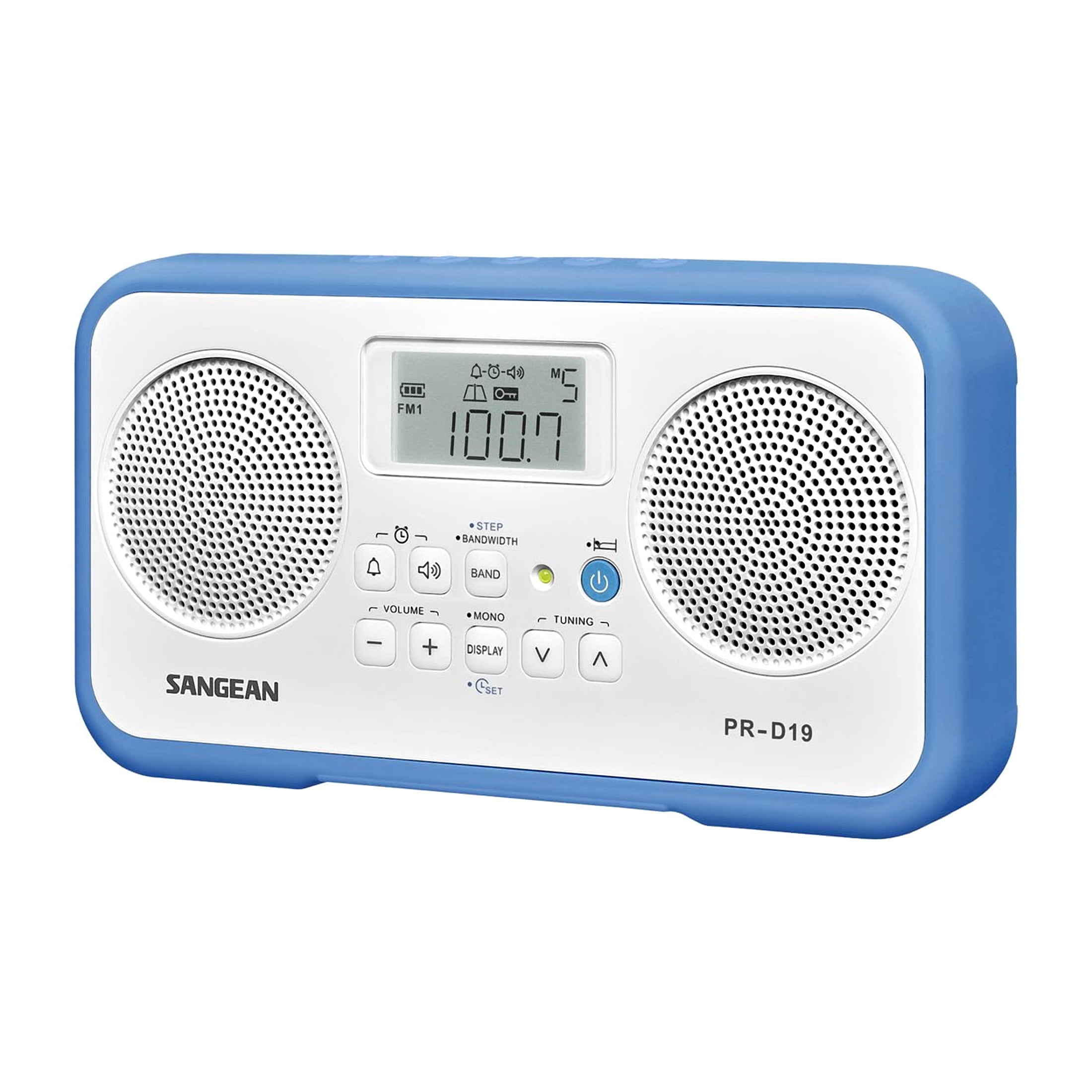 Sangean PR-D19BU FM Stereo/AM Digital Tuning Portable Radio with Protective Bumper (White/Blue)