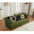 thumbnail image 4 of Firscook 4-in-1 Convertible Sleeper Sofa Bed, No Assembly Corduroy Couch, Foldable King Size Floor Futon for Living Room & Apartment, Green, 4 of 7