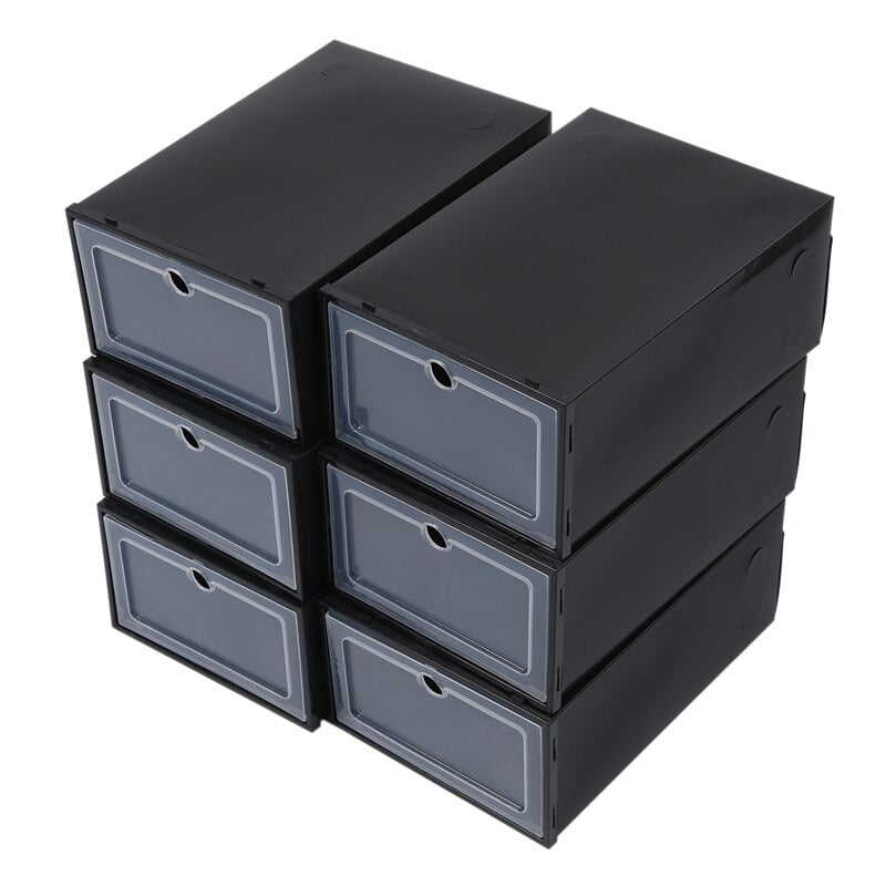 black plastic shoe box