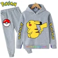 thumbnail image 1 of Conjunto de manga larga de Pikachu para niños, chándal informal de Pokémon, Sudadera con capucha y pantalones, 3 a 14 años, 1 of 1