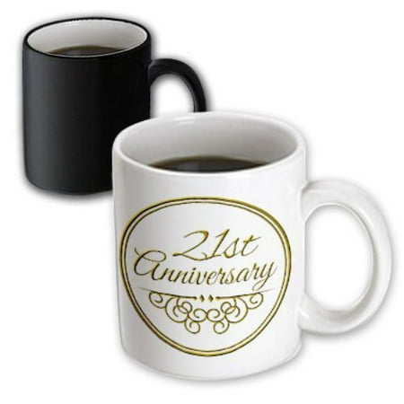 3dRose 21st Anniversary gift - gold text for celebrating wedding anniversaries - 21 years married together, Magic Transforming Mug, (Best Gifts For 21 Year Old)