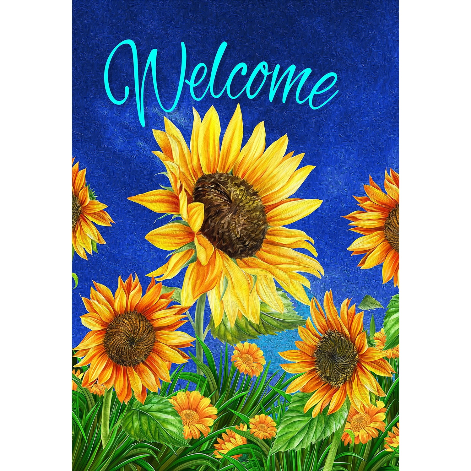 America Forever Welcome Sunflower Summer Floral House Flag 28 x 40 inches Yellow Floral Blue Sky Spring Blossom Double Sided Seasonal Yard Outdoor Decorative Happy Summer House Flag