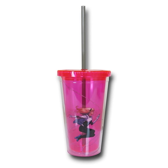 Cold Cup Plastic Strew - Marvel - Spider Gwen Plastic w/Straw New cc-mn-sgp