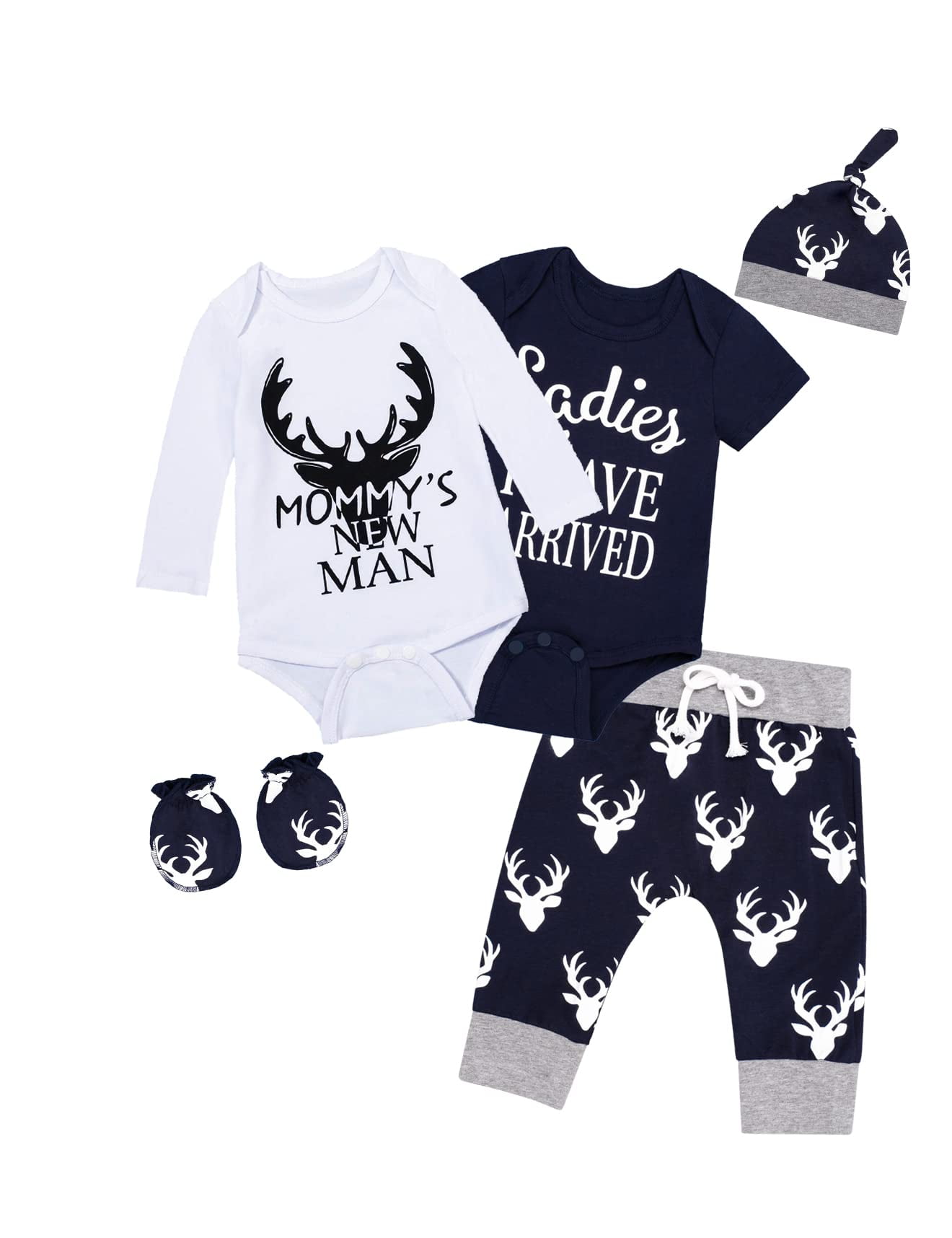 bakjuno Baby Boy Deer Outfit Mommy's New Man Clothes Daddy's Hunting