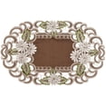 thumbnail image 3 of Embroidered Silver Daisy with Green Leaves on Brown (15"/ 11" x 17"), 3 of 3