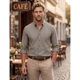 thumbnail image 3 of Mens Solid Oxford Shirt Long Sleeve Dress Shirt Work Casual Button Down Shirts with Pocket Gray XL, 3 of 9