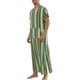 thumbnail image 4 of Camisa de dormir a rayas INSPIRE CHIC para hombre, con cuello en V, mangas cortas, bata de noche en color bloque, verde caqui, talla M, 4 of 5