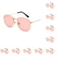 thumbnail image 1 of Gafas de sol hexagonales Minnieouse montura ligera lentes polarizadas unisex color dorado y rosa C10, 1 of 6