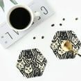 thumbnail image 4 of Fuzoiu Abstract Cat Faces Pattern Print Leather Coasters Set,Drink Coasters Set of 4,for Tabletop Protection, Durable PVC Coasters,Home Décor and Housewarming Gift-Hexagon, 4 of 6