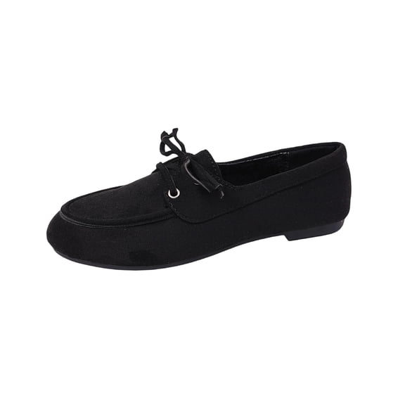Kilaqueen Womens Loafers Solid Color Retro Lace-Up Comfortable Slip On Flats Shoes Dressy Casual Non Slip Work Walking Office Loafers