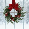 thumbnail image 4 of Wreaths For Front Door | Wreath Wth Red Bow Green Wreaths For Fireplace Home Holiday Wall Party 1pc Outdoor Christmas Wreath Large Coastal Wreaths Light up Valentine Wreath Christmas for outside 30”, 4 of 7