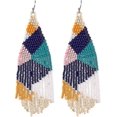 thumbnail image 1 of Long Beaded Dangle Earrings u2013 Boho Native Handmade Seed Bead Tassel Earrings For Women And Girls, Mian Large Statement Beaded Drop Fri------Prod, 1 of 5