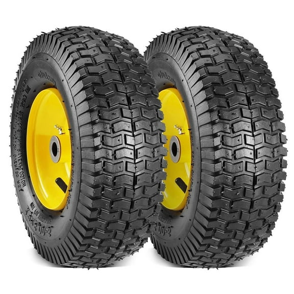 Ladcaser 2 Pack 15x6.00-6 4PR Lawn Mower Tire Tractor Turf Tire for Garden Tractor Riding Mover