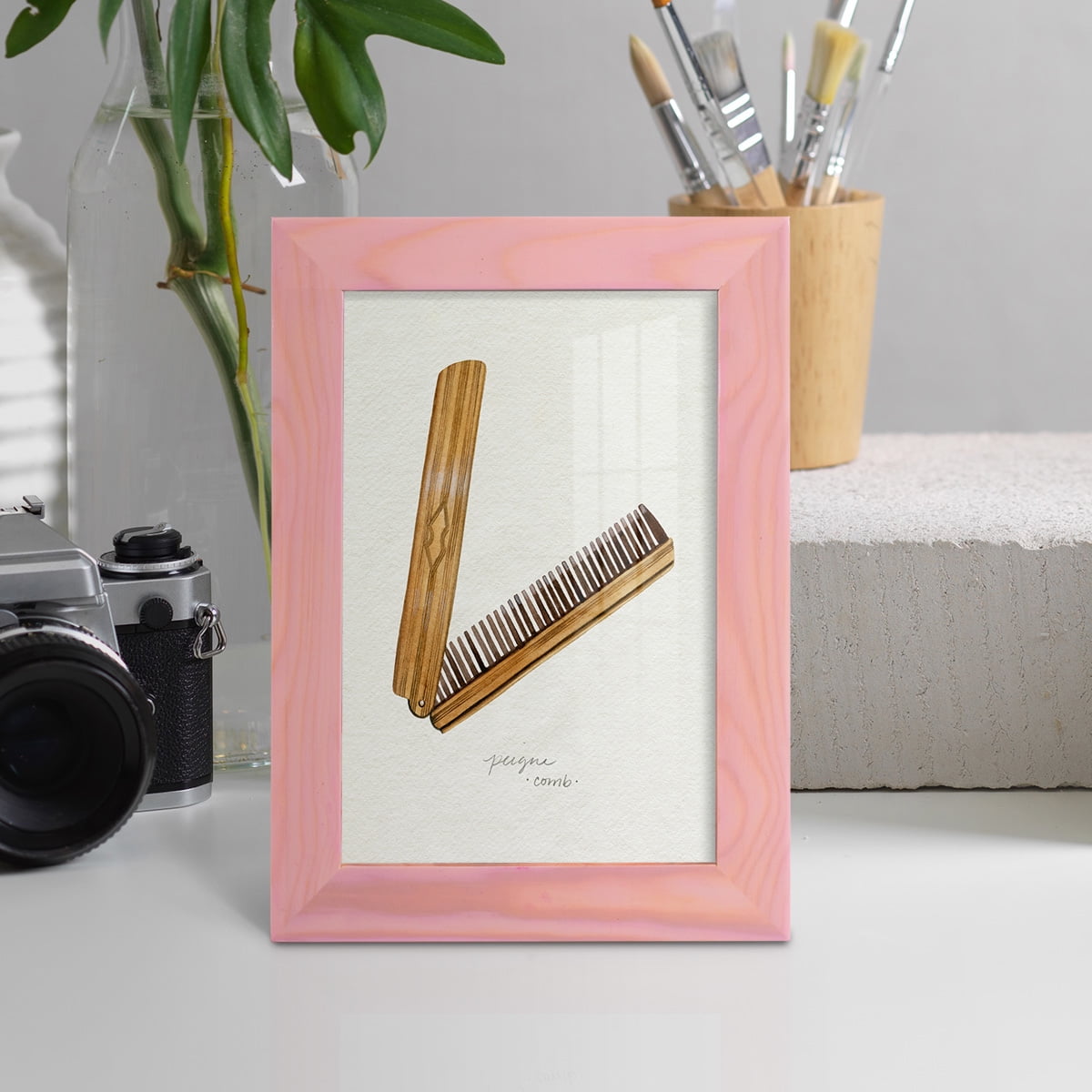 Gilded Toiletries IV - Framed Print w/glass - Sunset Pink