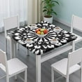thumbnail image 3 of Black White Tie Dye Mandala Pattern Square Fitted Tablecloth with Elastic Edge,Square Table Cover,Washable Elastic Table Cover for Home Kitchen Party Decor 36"x36", 3 of 6