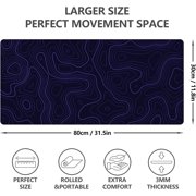【7 Colors 3 Sizes】【1 or 2 Pack】Topographic Contour Gaming Mouse Pad Large Desk Mat Desk Pad for Keyboard Mouse Mouse Mat for Office Home Office Desk Accessories Office Decor Desk Stuff - 31.5L*11.8W