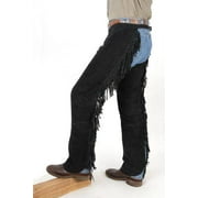 Tough 1 Western Chaps Adult Contour Fringed Adjustable L Black 63-88