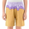 thumbnail image 3 of BloomJoy Toddler Ice Cream Shorts Boy 2-14T Summer Preppy Ice Cream Baseball Shorts Casual Elastic Waist Short-Pants with Pockets 2-3 Years Purple Summer Shorts, 3 of 5