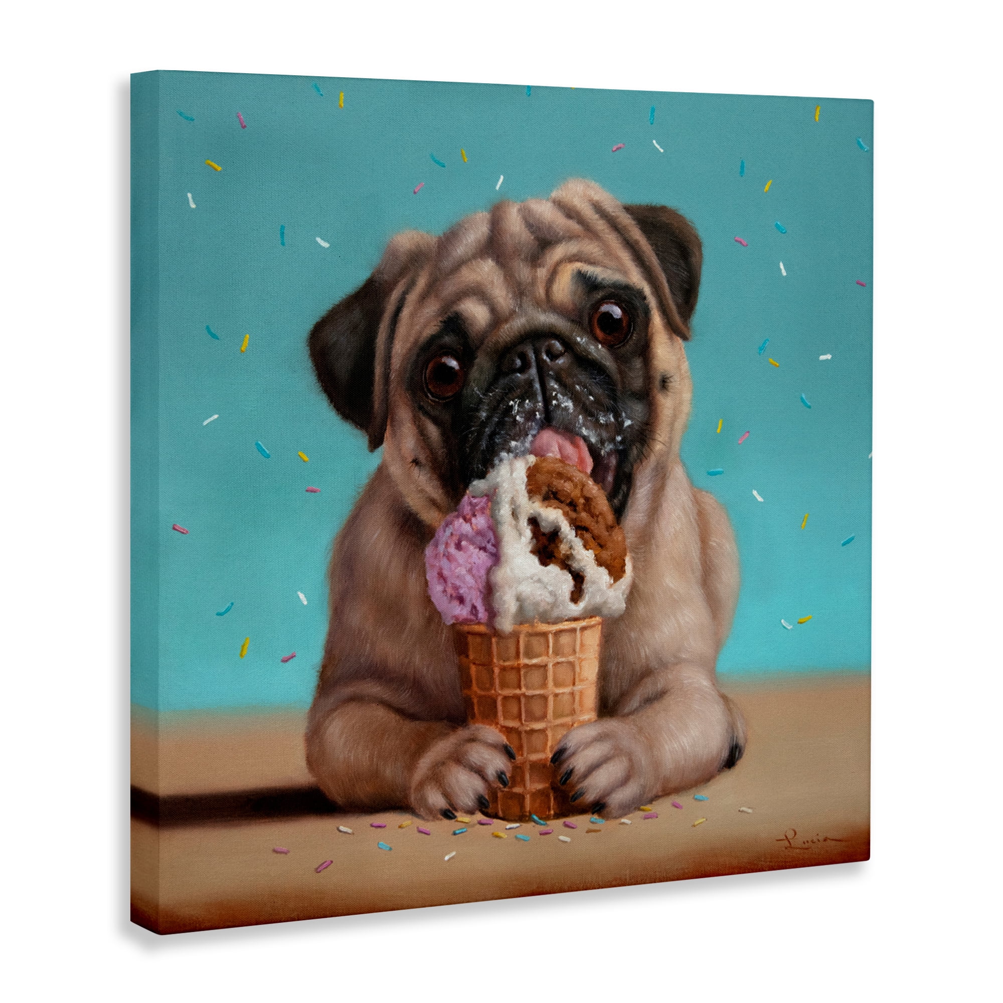 Neapawlitan Ice Cream & Dog Canvas Wall Art, design by Lucia Heffernan