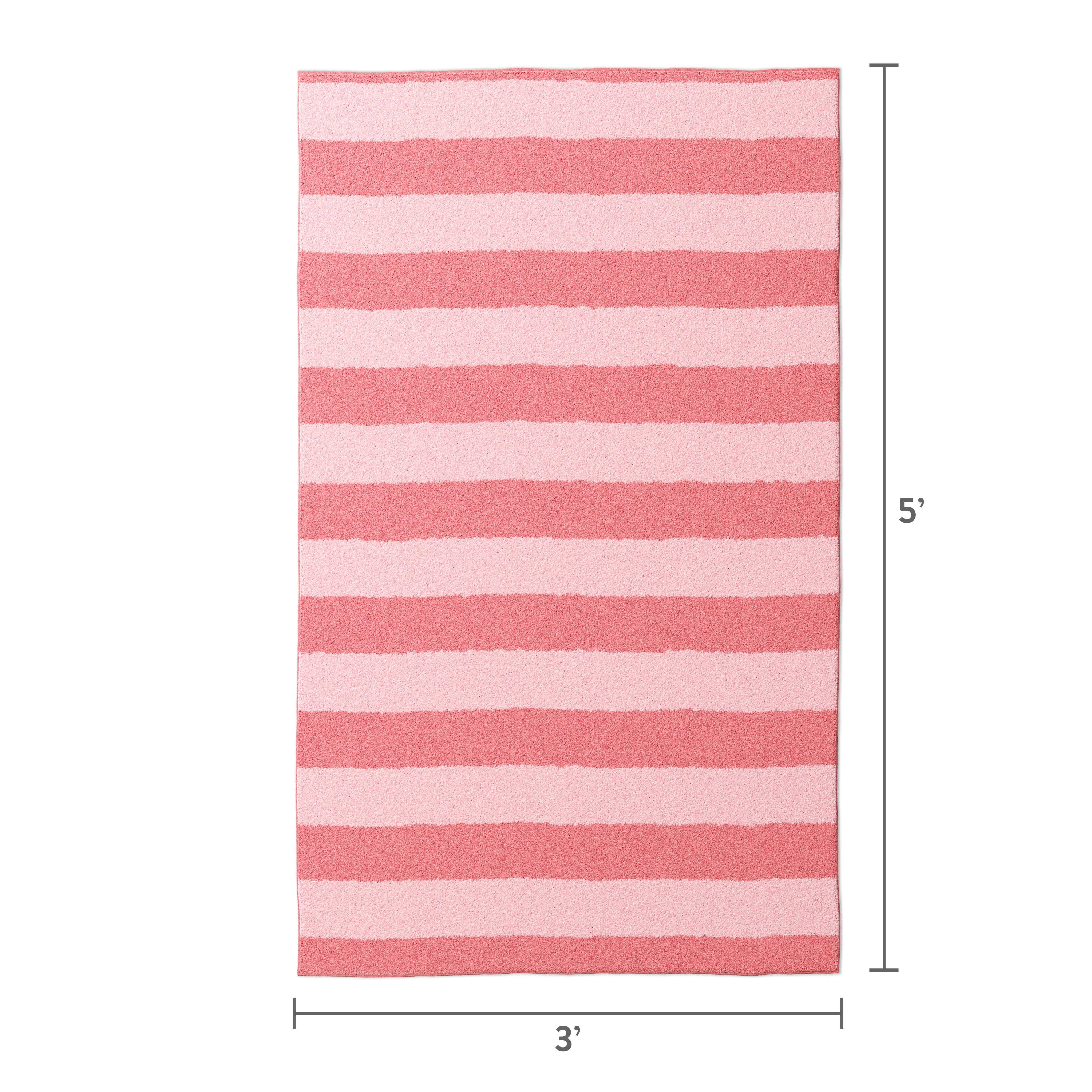 Mainstays Kids Washable Tufted Pink Stripe Area Rug, 3 ft x 5 ft