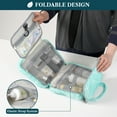 thumbnail image 5 of PAVILIA Hanging Toiletry Bag Travel Bag Women Men, Foldable Cosmetic Organizer, Roll up Makeup Bag, Water Resistant Accessories Toiletries, Large Travel Essentials Kit (Teal Chevron), 5 of 10