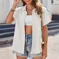 thumbnail image 5 of Women Tops under $5! Cagogo Womens Button Down Shirt Short Sleeve Dress TShirt V Neck Collared Button Up Summer Tops Textured Work Blouse Blusas Casuales de Mujer Bonitas, 5 of 8