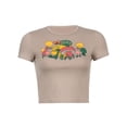 thumbnail image 2 of goowrom Women Crop Tops Cartoon Mushroom Print T-Shirt, 2 of 10