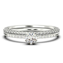 Dazzling Minimalist 1.05 Carat Round Cut Diamond Moissanite Affordable Engagement Ring, Wedding Ring in 925 Sterling Silver With 18k White Gold Plating, Bridal Set, Matching Band