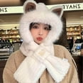 thumbnail image 6 of Tittly Winter Hats Grip Socks Cute Ears 2 In 1 Hat And Ear Hat Beanie Hat Combo Hood Combines A Hat For Women Winter Scarf Hats for Men White One Size, 6 of 6