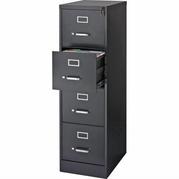 Lorell Commercial-grade Vertical File - 4-Drawer - 15" x 22" x 52" - 4 x Drawer(s) for File - Letter - Lockable, Ball-bearing Suspension - Black - Recycled