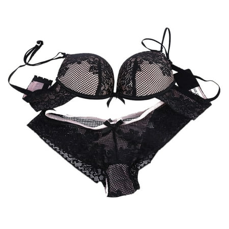 

EFINNY Women s Lace Cotton Embroidery Push Up Bra and Panties Underwear Set