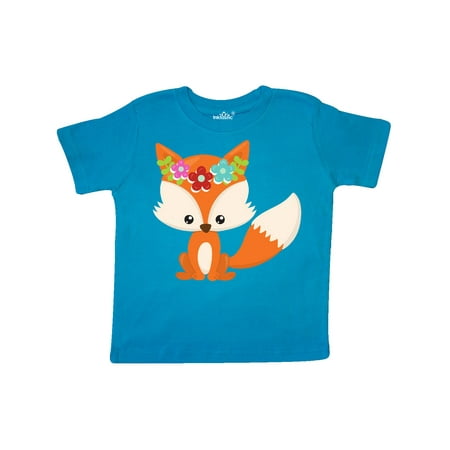 

Inktastic Spring Animals Cute Fox Fox With Flowers Gift Toddler Boy or Toddler Girl T-Shirt