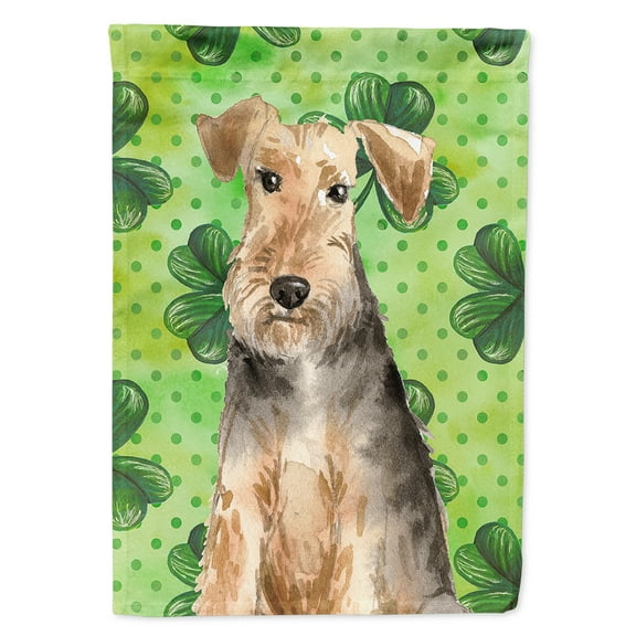 Shamrocks Welsh Terrier Flag Canvas House Size