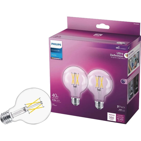 Philips 2pk 40w G25 Dl Led Bulb 573337